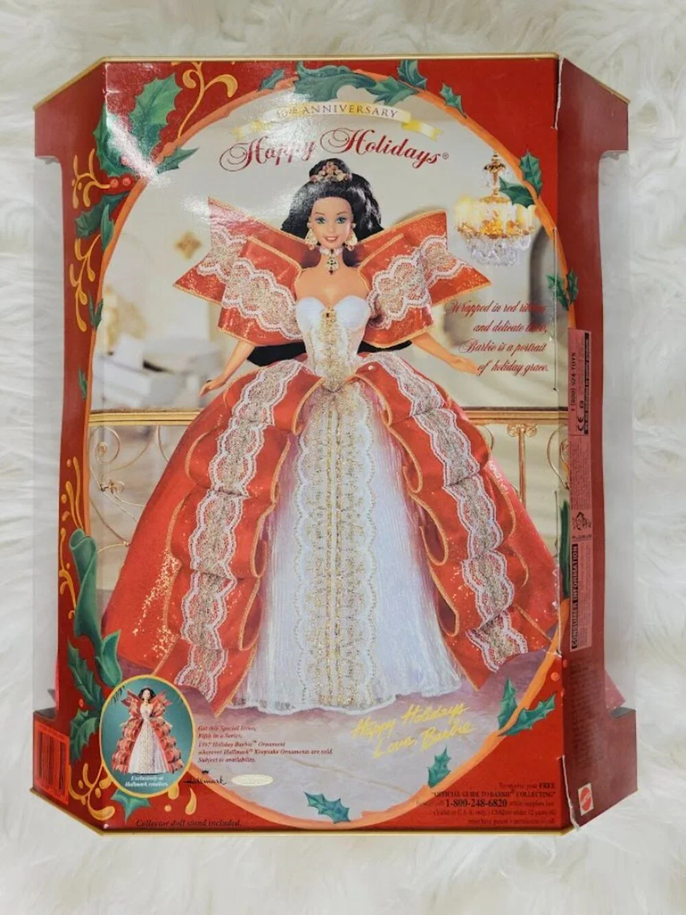 1997 Happy Holidays Barbie Special Edition Brunette NIB 10th Anniversary Mattel